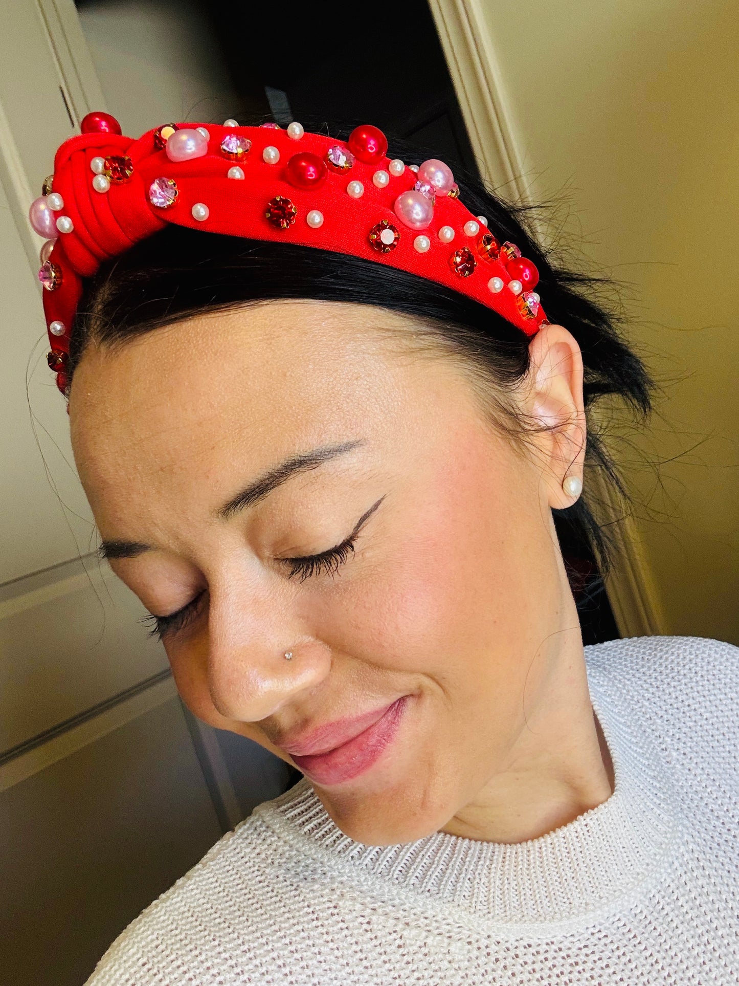 Red Pearly Knot Headband
