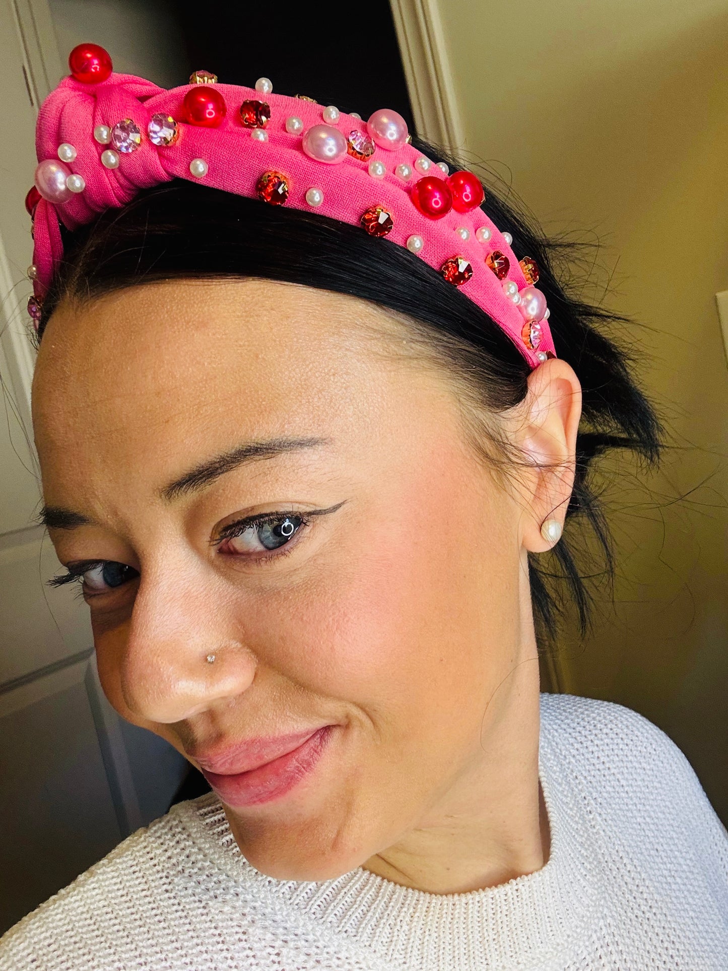 Pink Pearly Knot Headband