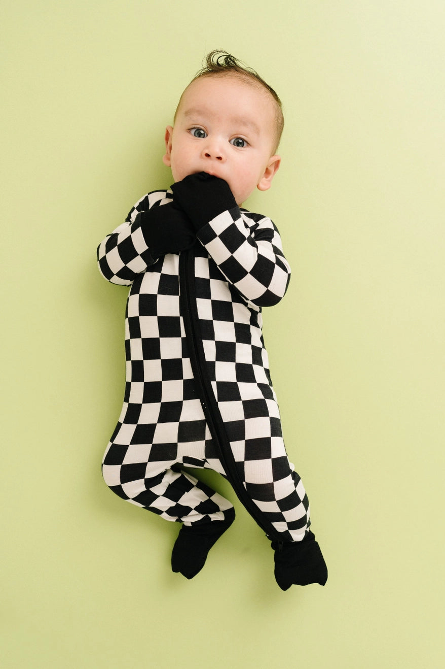 B&W Checkered Bamboo Zippie