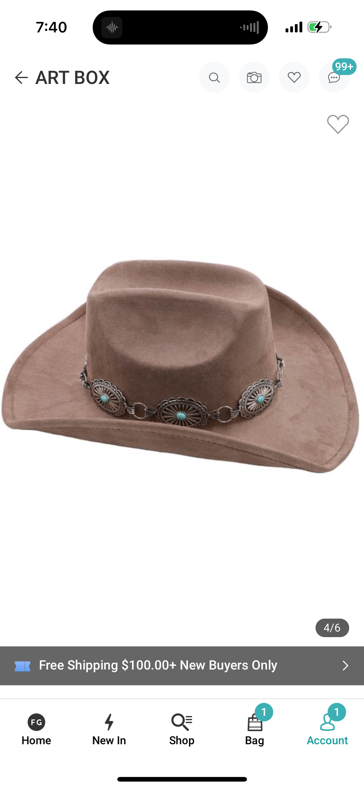 Taupe Buckle Cowgirl Hat