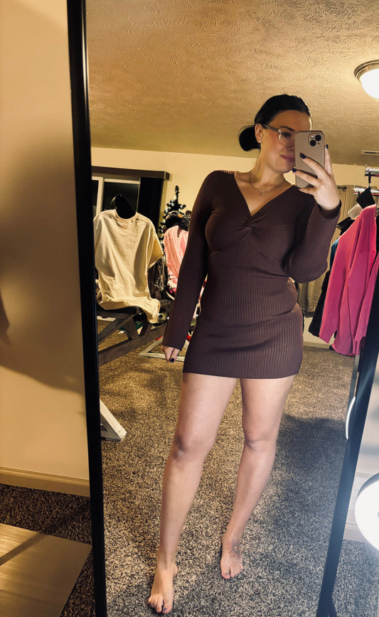 Elliana Front Twist Knit Mini Dress